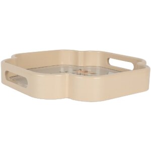 Clayre & Eef Set de 2 Plateaux Décoratifs Beige Rose 30x30/24x24 cm