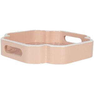 Clayre & Eef Set de 2 Plateaux Décoratifs Beige Rose 30x30/24x24 cm