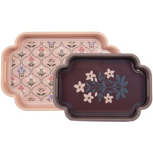 Clayre & Eef Set de 2 Plateaux Décoratifs Rose...
