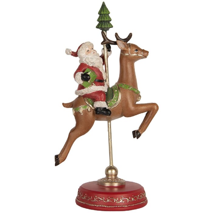 Clayre & Eef 6PR5763 Décoration Père Noël sur renne 16x11x30 cm