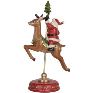 Clayre & Eef 6PR5763 Décoration Père Noël sur renne 16x11x30 cm