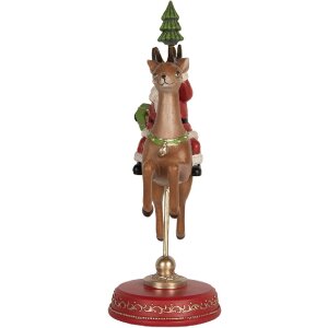 Clayre & Eef 6PR5763 Décoration Père Noël sur renne 16x11x30 cm