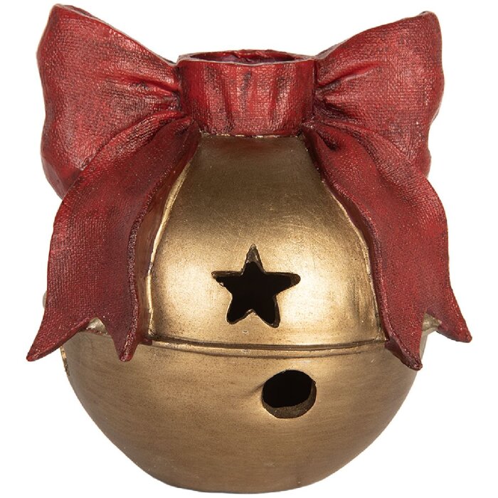 Clayre & Eef 6PR5767 Bougeoir Décoratif Doré et Rouge