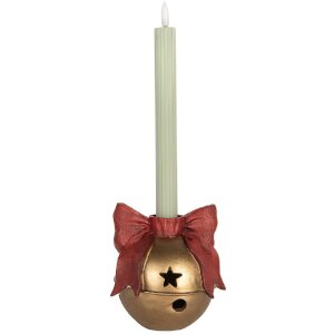 Clayre & Eef 6PR5767 Bougeoir Décoratif Doré et Rouge