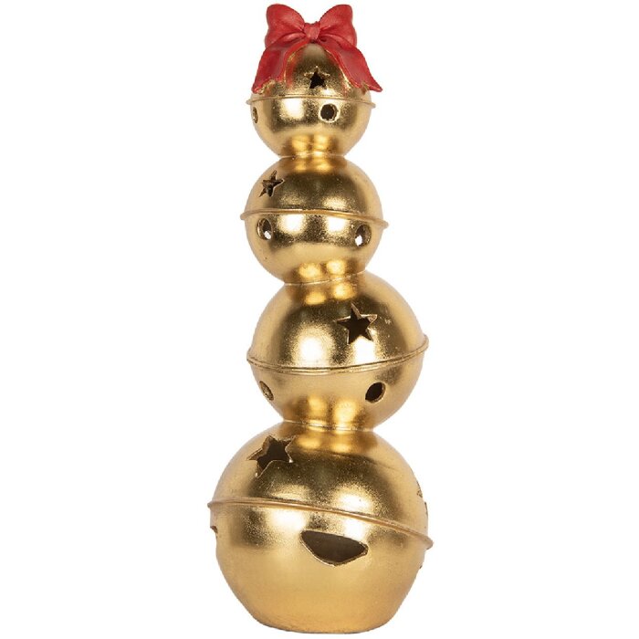 Clayre & Eef 6PR5771 Décoration de cloches empilées or et rouge 20x20x54 cm