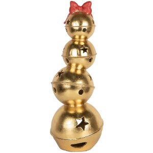 Clayre & Eef 6PR5771 Décoration de cloches empilées or et rouge 20x20x54 cm