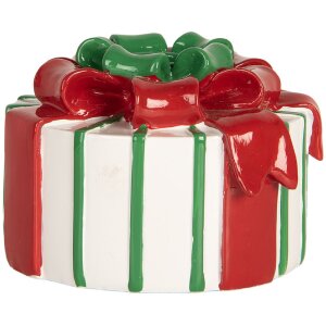 Clayre & Eef Bougeoir Blanc & Rouge 12x11x7 cm
