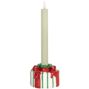 Clayre & Eef Bougeoir Blanc & Rouge 12x11x7 cm