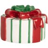Clayre & Eef Bougeoir Blanc & Rouge 12x11x7 cm