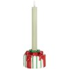 Clayre & Eef Bougeoir Blanc & Rouge 12x11x7 cm