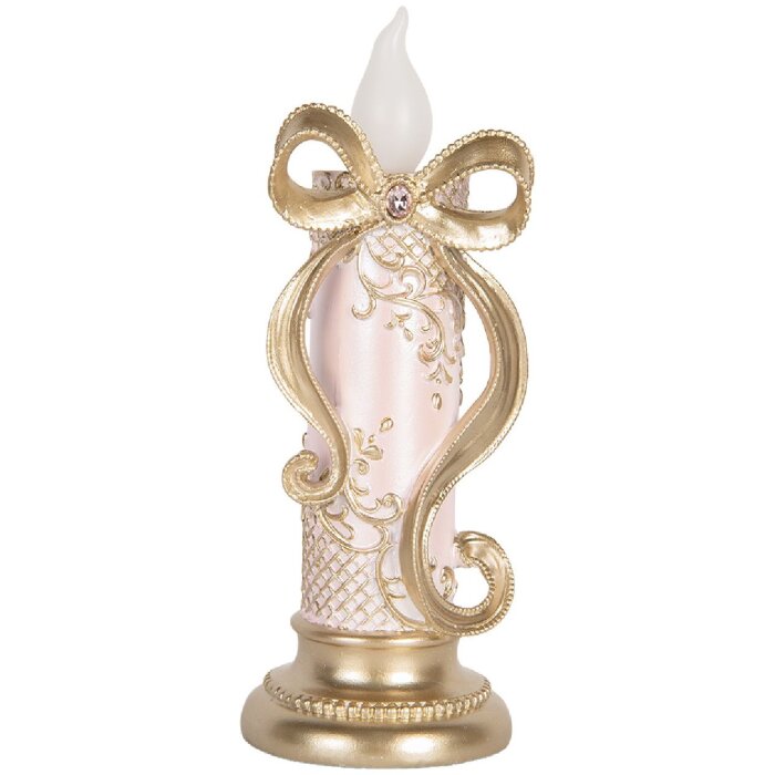 Clayre & Eef 6PR5776 Bougeoir LED Doré Rose 10x25cm