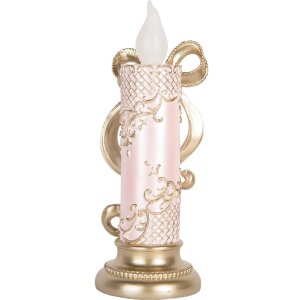 Clayre & Eef 6PR5776 Bougeoir LED Doré Rose 10x25cm