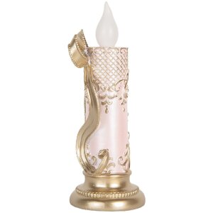 Clayre & Eef 6PR5776 Bougeoir LED Doré Rose 10x25cm