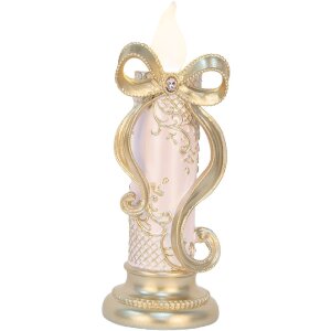 Clayre & Eef 6PR5776 Bougeoir LED Doré Rose 10x25cm