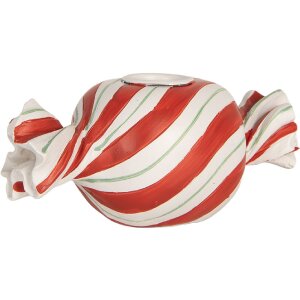 Clayre & Eef Bougeoir 14x7x6 cm Rouge & Blanc...