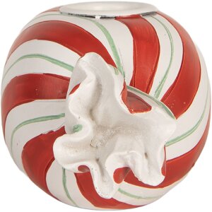 Clayre & Eef Bougeoir 14x7x6 cm Rouge & Blanc Noël