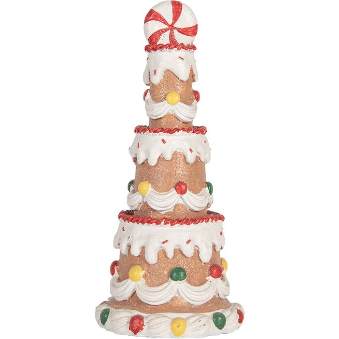 Clayre & Eef 6PR5779 Décoration Gâteau Ø 10x22 cm Marron-Blanc