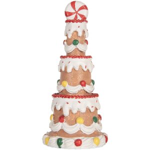 Clayre & Eef 6PR5779 Décoration Gâteau Ø 10x22 cm Marron-Blanc