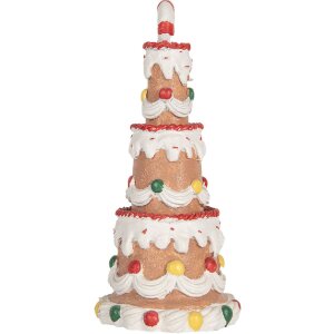 Clayre & Eef 6PR5779 Décoration Gâteau Ø 10x22 cm Marron-Blanc