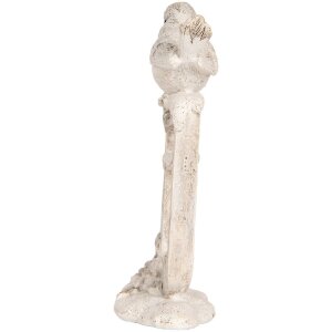 Clayre & Eef Décoration Oiseau Beige-Blanc 8x4x13 cm