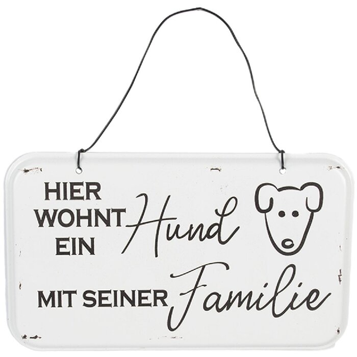 Clayre & Eef 6Y5689 Panneau Texte Décoratif 20x12 cm Blanc