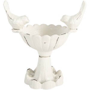 Clayre & Eef 6Y5741 Abreuvoir Oiseaux 14x10x15cm Blanc
