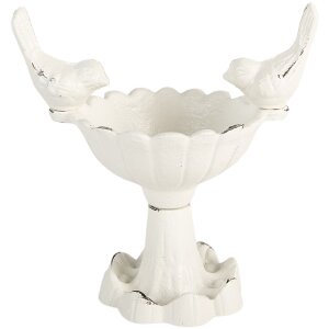 Clayre & Eef 6Y5741 Abreuvoir Oiseaux 14x10x15cm Blanc