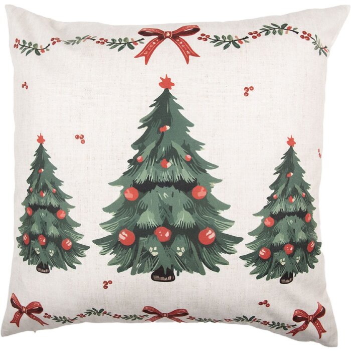 Housse de coussin Clayre & Eef TCH22 45x45 cm Beige-Vert
