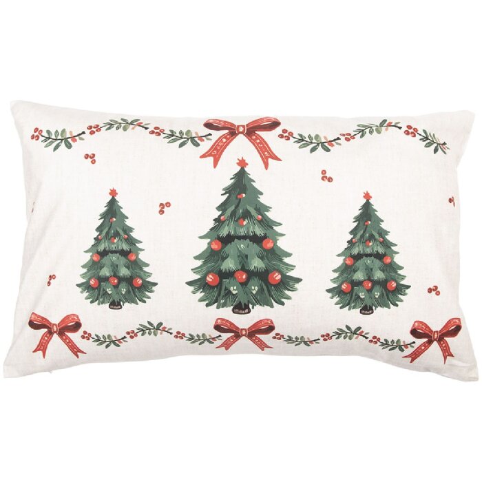 Clayre & Eef TCH36 Housse de Coussin 30x50 cm Beige-Vert