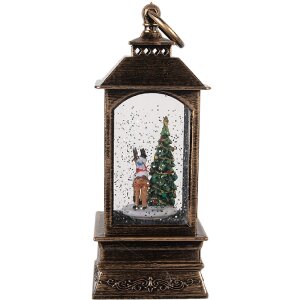 Clayre & Eef Laterne Décorative Sapin de Noël 8x8x20 cm