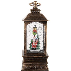 Clayre & Eef 66410 Lanterne décorative avec Père Noël marron 8x8x20 cm