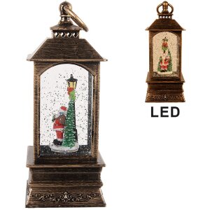 Clayre & Eef 66410 Lanterne décorative avec Père Noël marron 8x8x20 cm
