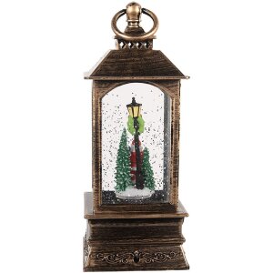 Clayre & Eef 66410 Lanterne décorative avec Père Noël marron 8x8x20 cm