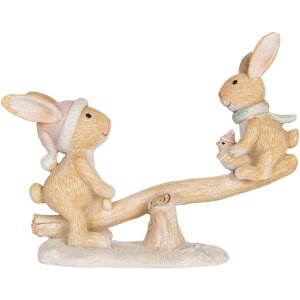 Clayre & Eef Décoration Lapin Marron & Blanc 16x6x11 cm