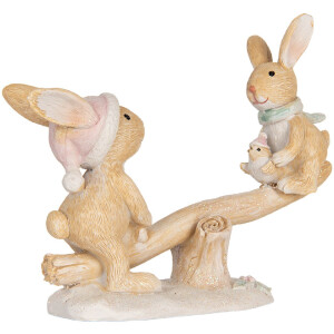 Clayre & Eef Décoration Lapin Marron & Blanc 16x6x11 cm