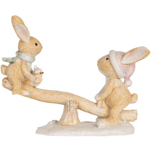 Clayre & Eef Décoration Lapin Marron & Blanc 16x6x11 cm