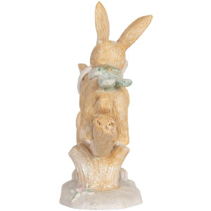 Clayre & Eef Décoration Lapin Marron & Blanc 16x6x11 cm