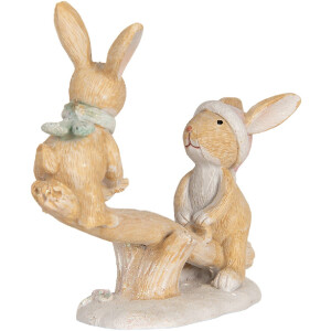 Clayre & Eef Décoration Lapin Marron & Blanc 16x6x11 cm