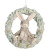 Clayre & Eef Décoration Suspendue Lapin 8x3x8 cm Gris Vert