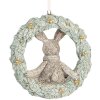 Clayre & Eef Décoration Suspendue Lapin 8x3x8 cm Gris Vert