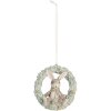 Clayre & Eef Décoration Suspendue Lapin 8x3x8 cm Gris Vert