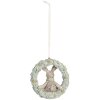 Clayre & Eef Décoration Suspendue Lapin 8x3x8 cm Gris Vert