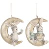 Clayre & Eef 6PR5890 Décorations Suspendues Lapin (Set de 2) Gris et Doré