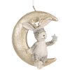 Clayre & Eef 6PR5890 Décorations Suspendues Lapin (Set de 2) Gris et Doré