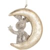 Clayre & Eef 6PR5890 Décorations Suspendues Lapin (Set de 2) Gris et Doré