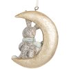 Clayre & Eef 6PR5890 Décorations Suspendues Lapin (Set de 2) Gris et Doré
