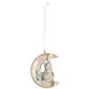 Clayre & Eef 6PR5890 Décorations Suspendues Lapin (Set de 2) Gris et Doré