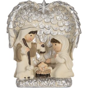 Groupe de Noël Clayre & Eef 6PR5896 12x6x13 cm Argenté et Blanc