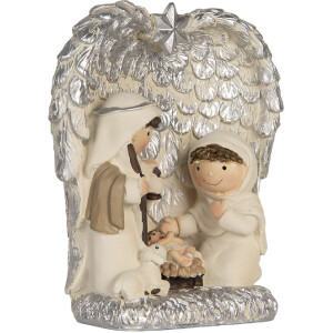 Groupe de Noël Clayre & Eef 6PR5896 12x6x13 cm Argenté et Blanc