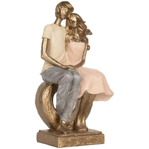 Décoration Couple Assis Clayre & Eef 14x12x28 cm Or Rose